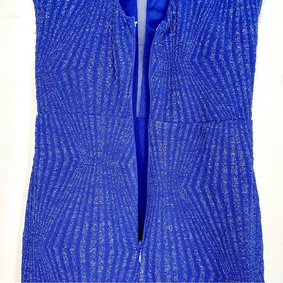 Charlotte Russe Electric Blue Cutout Halter Mini Dress XS Metallic Semi Formal - Picture 9 of 15